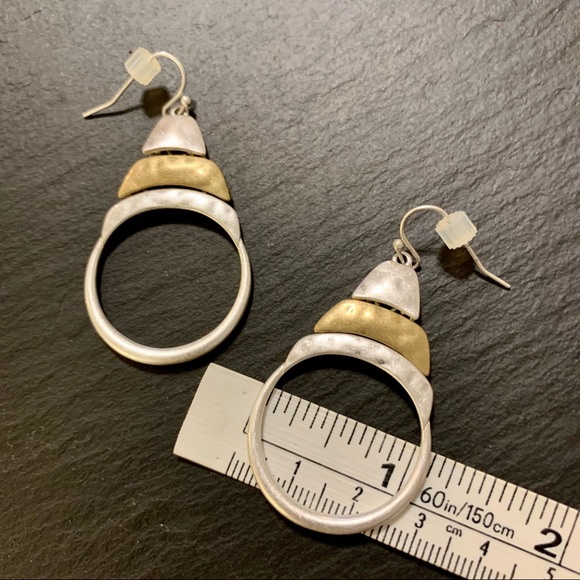 Hammered Earrings Gold Silver Tone Boho Dangle Earrings - Picture 5 of 7